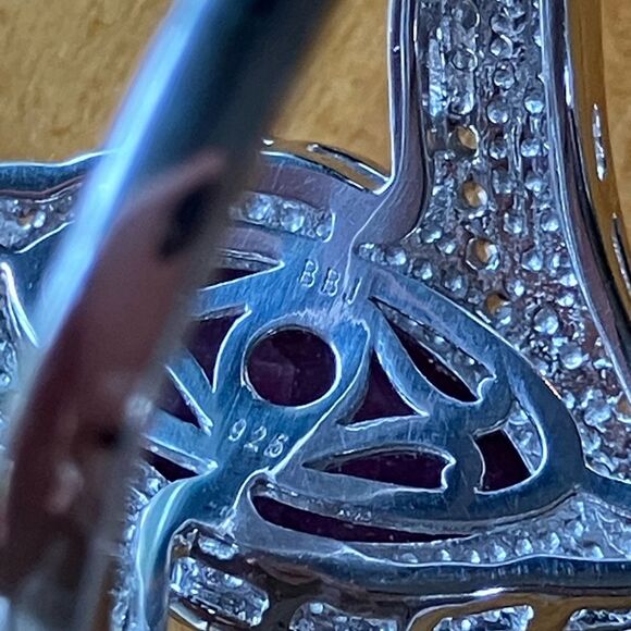 Genuine Ruby Sterling Silver Ring Size 7 - Picture 6 of 9